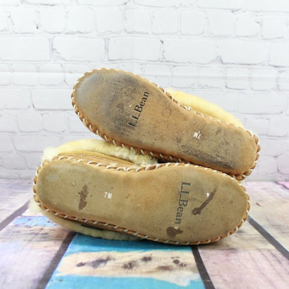 LL BEAN Lined Wicked Good Moccasin Slippers Size 7 - Picture 9 of 9